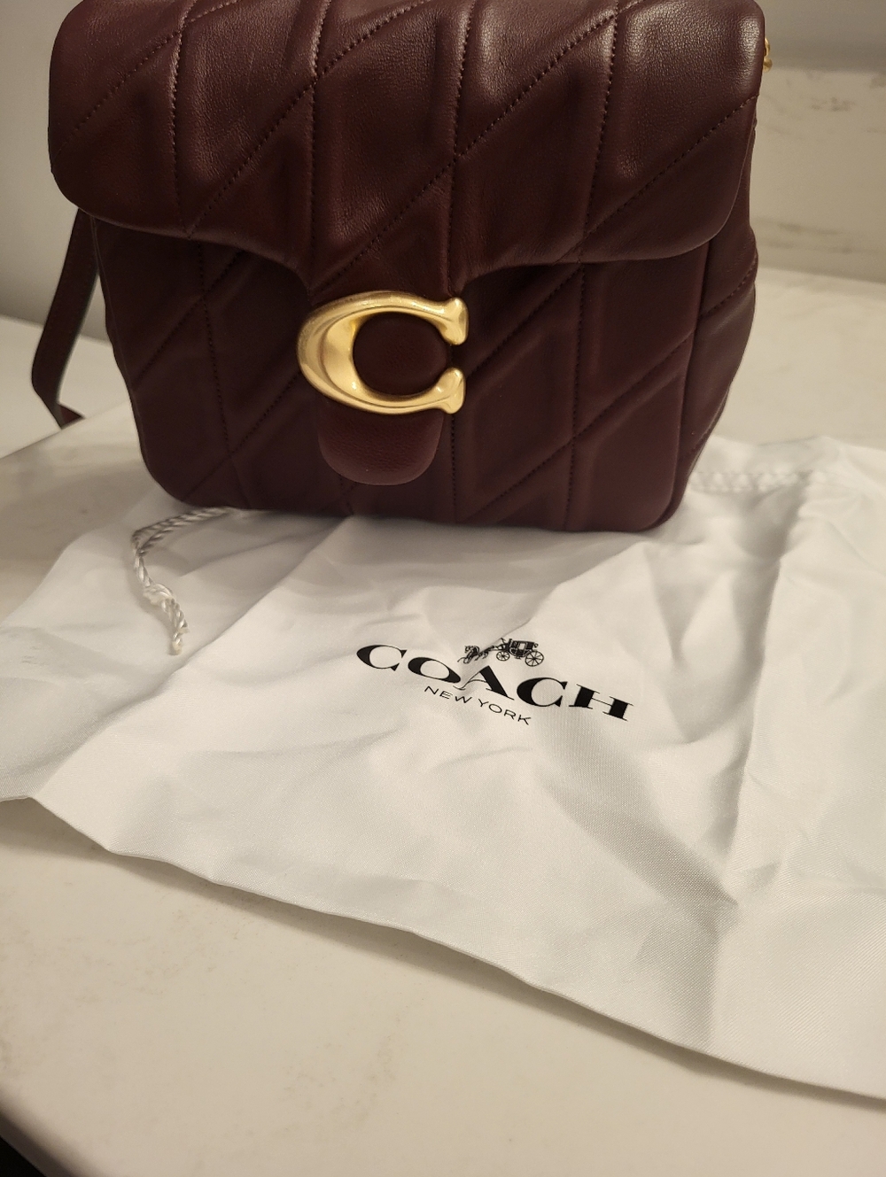 Coach Times Square Tabby 17 Quilted Shoulder Bag in Burgundy with Gold Hardware - Picture 13 of 13